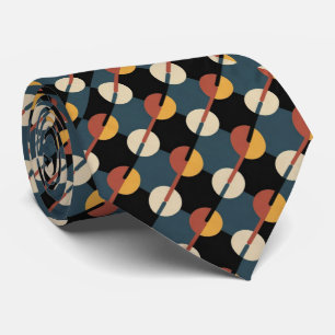 Navy & Multicolor Geometric Circles Neck Tie