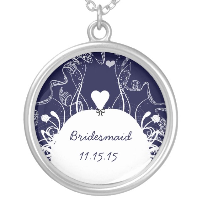 Navy Musical Wedding Bridesmaid Necklace (Front)