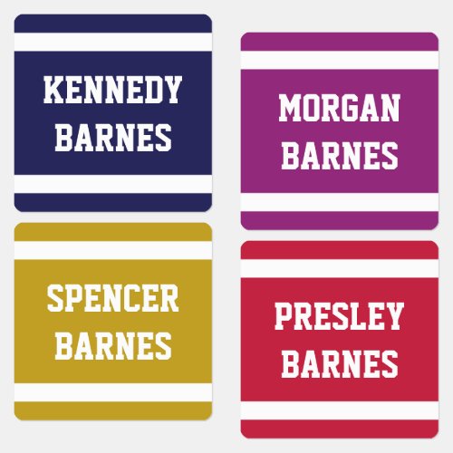 Navy Mustard Berry Varsity Back To School Name Labels