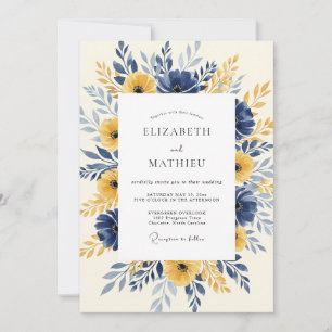 Navy Mustard Radiant Spring Wedding Invitation