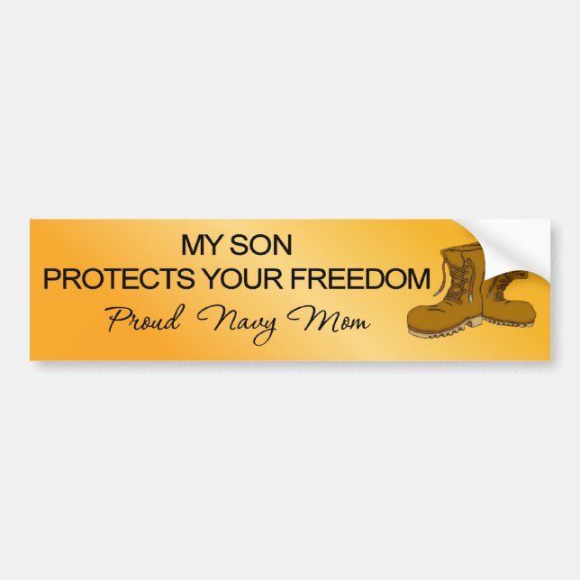(Navy) My Son Protects Your Freedom Bumper Sticker (Front)