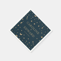 Navy Mystical Gold Stars Moon Astronomy Wedding