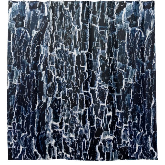 Navy Nature Abstract Shower Curtain (Front)
