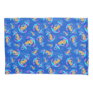 Navy Nautical Anchor Beach Coastal Pillow Case