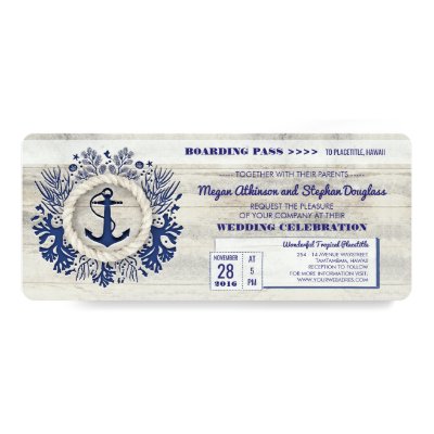 boarding pass nautical airmail ticket invitation zazzle com