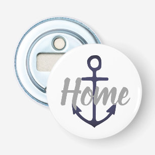 navy nautical ANCHOR + gray HOME script Bottle Opener