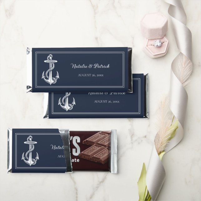 Navy Nautical Anchor Hershey Bar Favors (Front)