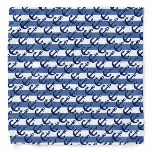 navy nautical anchor striped pattern bandana