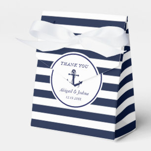 Navy Nautical Anchor Striped Wedding Custom Favor Favor Boxes