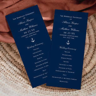 Navy Nautical Anchor Wedding Ceremony Program