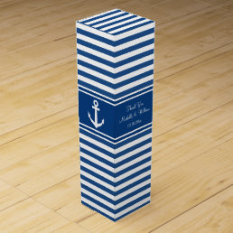 Navy nautical anchor wedding favor wine gift box