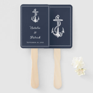 Navy Nautical Anchor Wedding Hand Fans