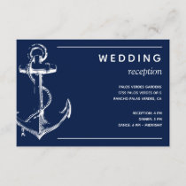 Navy Nautical Anchor Wedding Reception Enclosure Card
