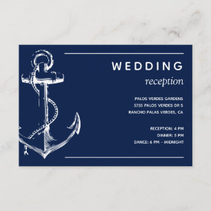 Navy Nautical Anchor Wedding Reception Enclosure Card