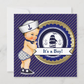 Navy Nautical Baby Shower Invitation (Front)