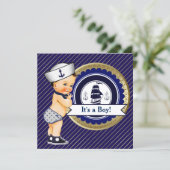 Navy Nautical Baby Shower Invitation (Standing Front)