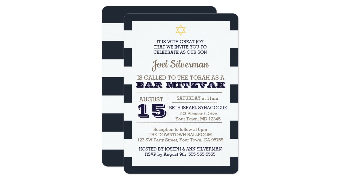 Navy Nautical Bar Mitzvah Invitation | Zazzle.com