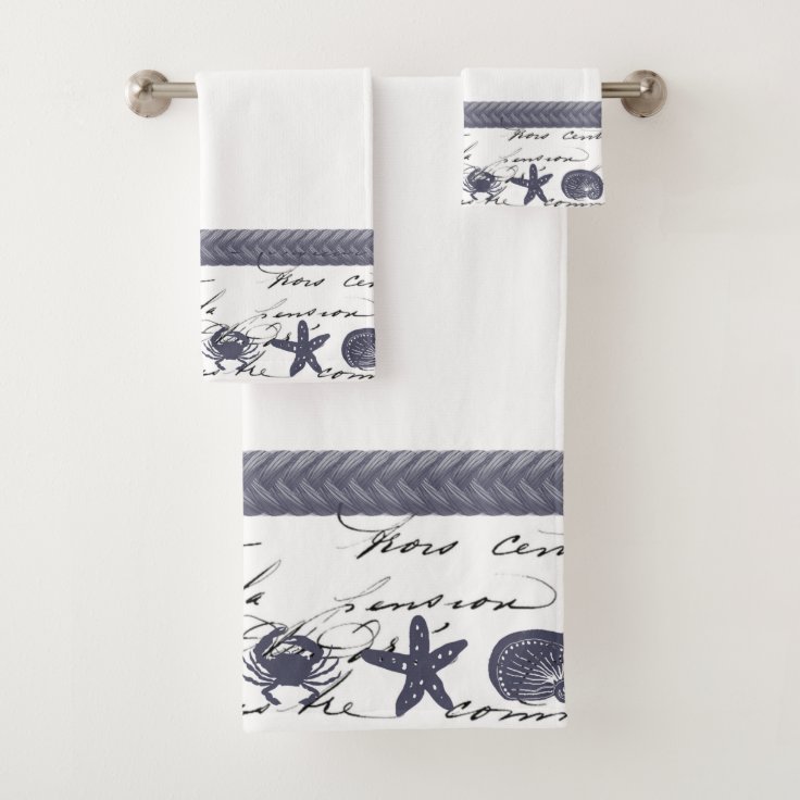Navy Nautical Bath Towel Set Zazzle