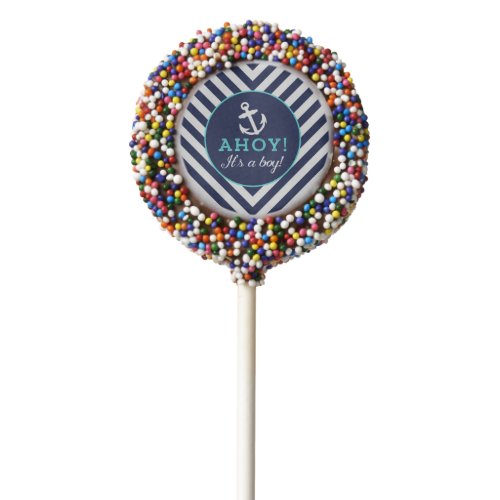 Navy Nautical Chevron Baby Shower Cookie Pops