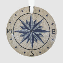 Navy Nautical Compass North south East West Marble Ornament