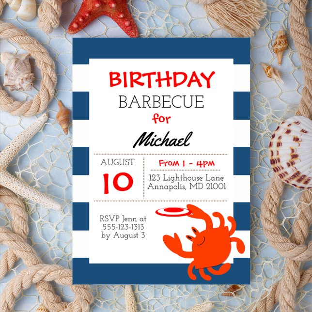 Navy Nautical Crab All Occasion Invitation (Creator Uploaded)