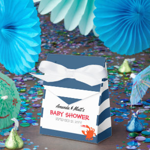 Navy Nautical Crab Baby Shower Favor Boxes