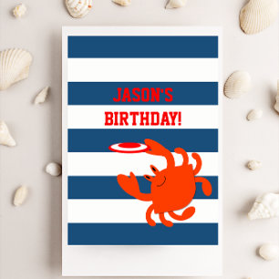 Navy Nautical Crab Personalized Birthday Card
