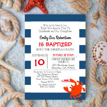Navy Nautical Crab Personalized Small Baptism