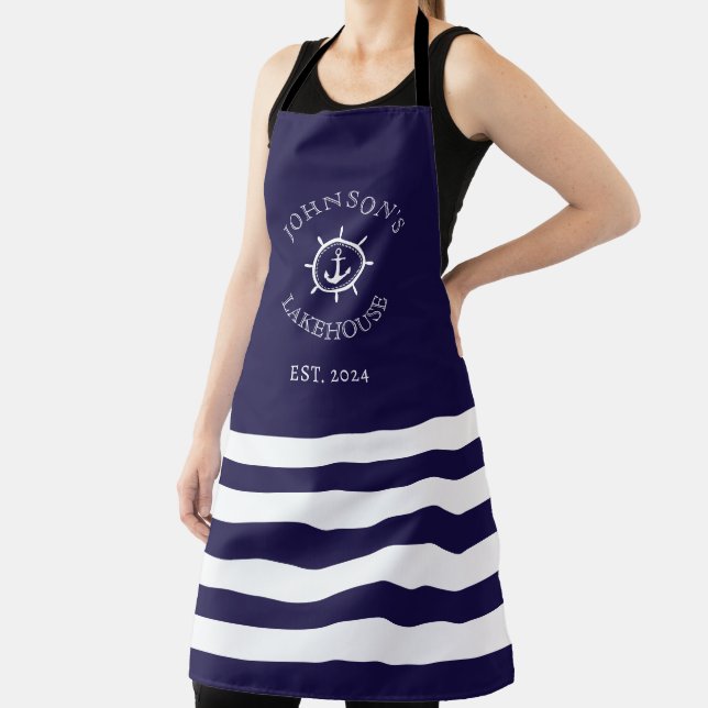 Navy Nautical Custom Name  Apron (Insitu)