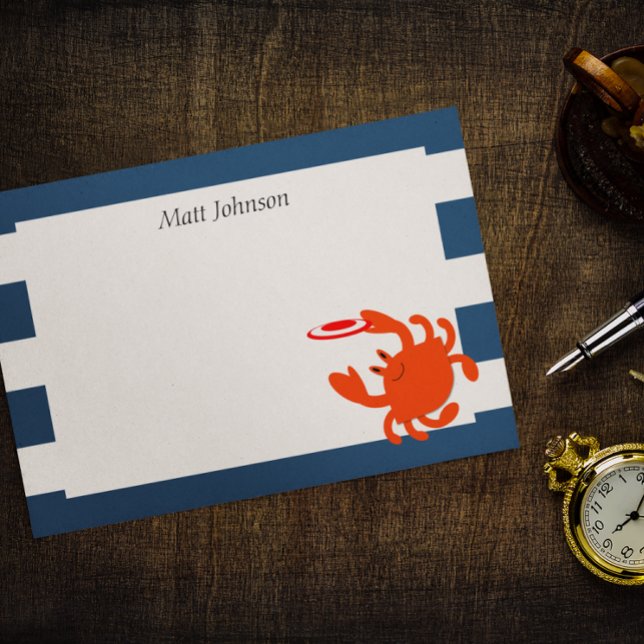 Navy Nautical Frisbee Crab Small Personalized Post-it Notes (Creator Uploaded)