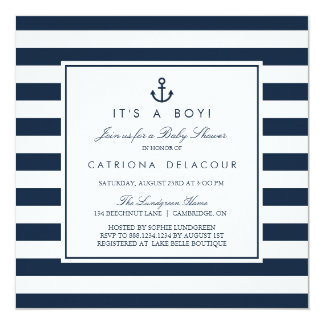 Navy Nautical It's a Boy Baby Shower Invitation