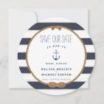Navy Nautical Knot Watercolor Anchor Save the Date Invitation