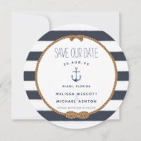 Navy Nautical Knot Watercolor Anchor Save the Date