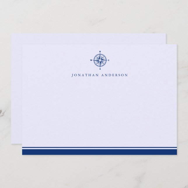 Navy Nautical Maritime Compass Correspondence  Note Card (Front/Back)
