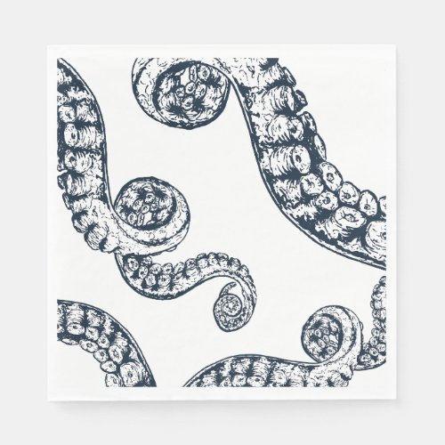 Navy Nautical Octopus Paper Napkins