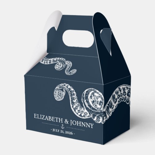 Navy Nautical Octopus Wedding Favor Box