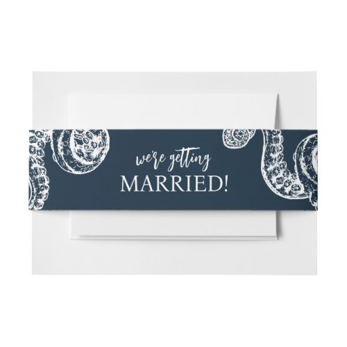 Navy Nautical Octopus Wedding  Invitation Belly Band