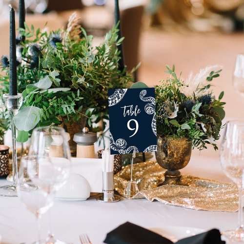 Navy Nautical Octopus Wedding Table Number Card