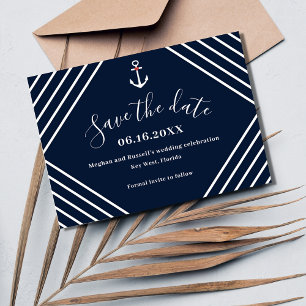 Navy Nautical Photo Wedding Save The Date