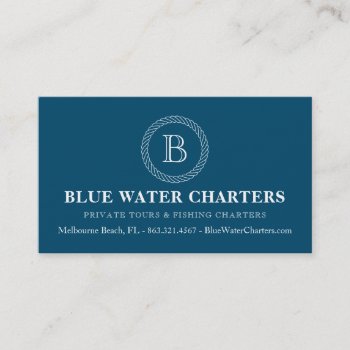 Navy Nautical Rope Boating Fishing Charters Business Card by INAVstudio at Zazzle