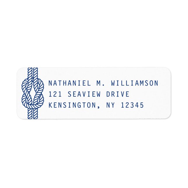 Navy Nautical Rope Return Address Label (Front)