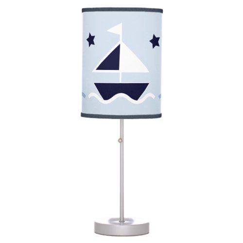 Navy Nautical Sailboats Nursery Lamp