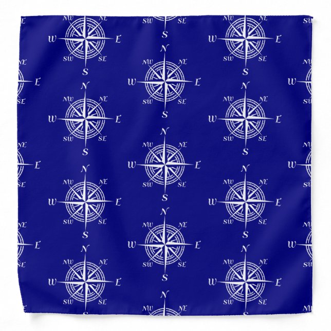 Navy Nautical Sailing Compass Bandana (Front)