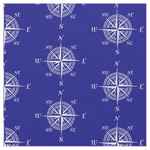 Navy Nautical Sailing Compass Fabric