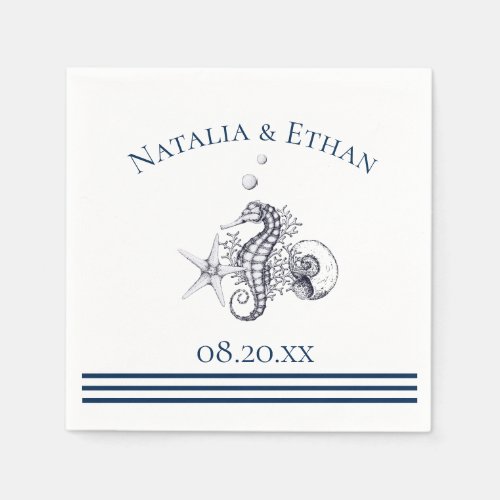 Navy Nautical Seaside Personalized Napkins