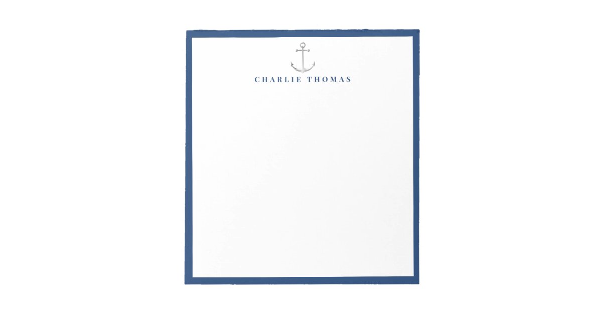 navy nautical simple personalized Stationery Notepad Zazzle