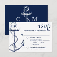 Navy Nautical Sketch Anchor | Meal Choice RSVP