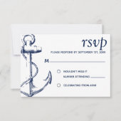 Navy Nautical Sketch Anchor | RSVP Invitation (Front)