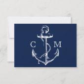 Navy Nautical Sketch Anchor | RSVP Invitation (Back)