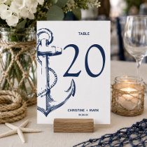 Navy Nautical Sketch Anchor | Table Numbers